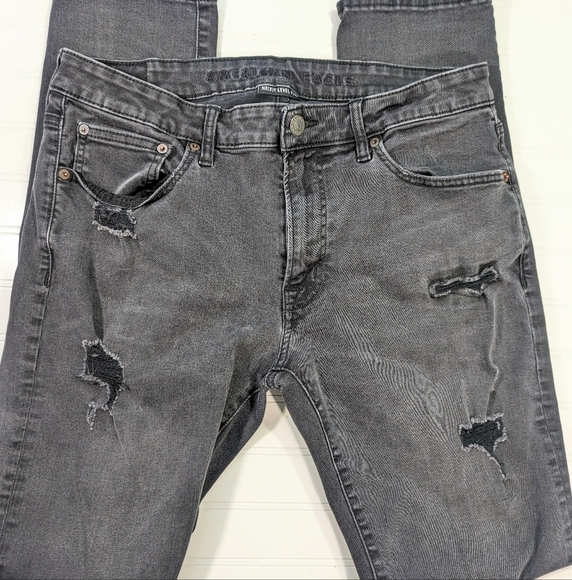 AEO Vintage Black Ripped Slim Fit Jeans - Picture 3 of 7